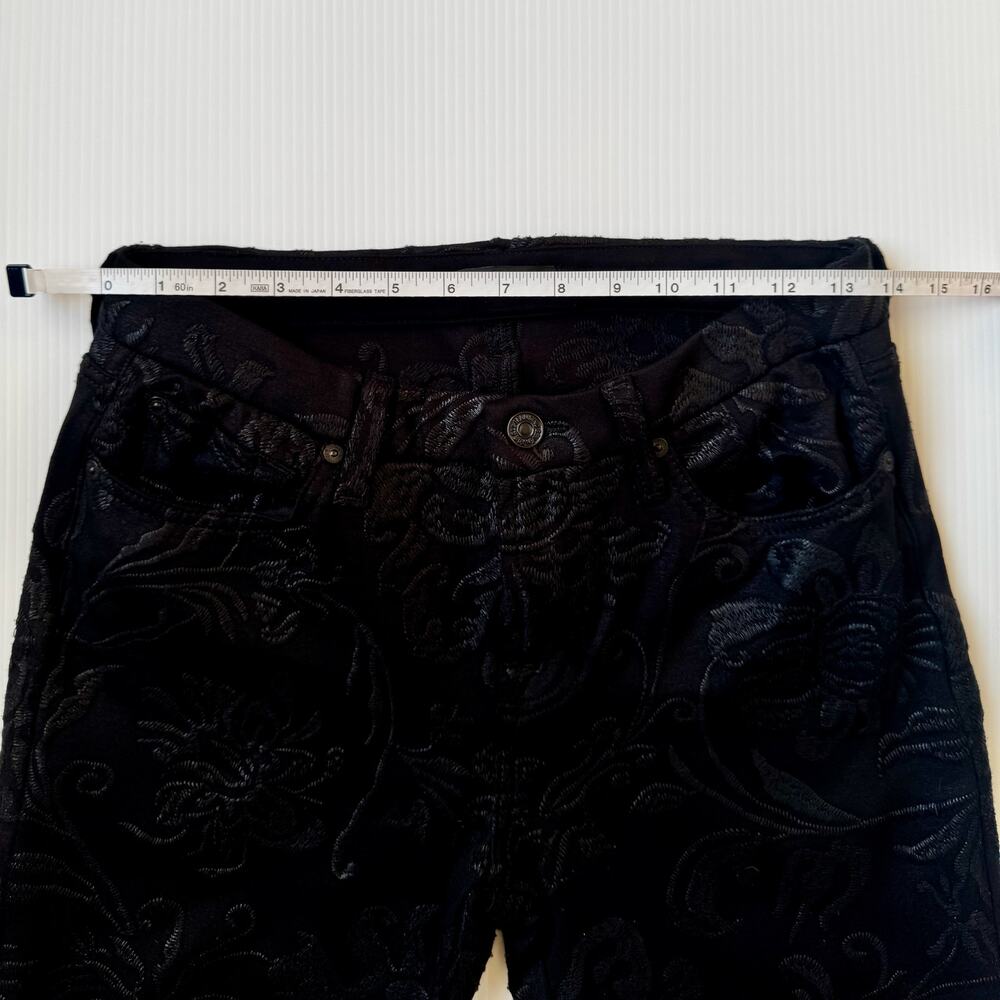 7 For All Mankind Gwenevere Black Floral Embroidered Jeans Pants Sz 29 Coquette - Picture 8 of 15